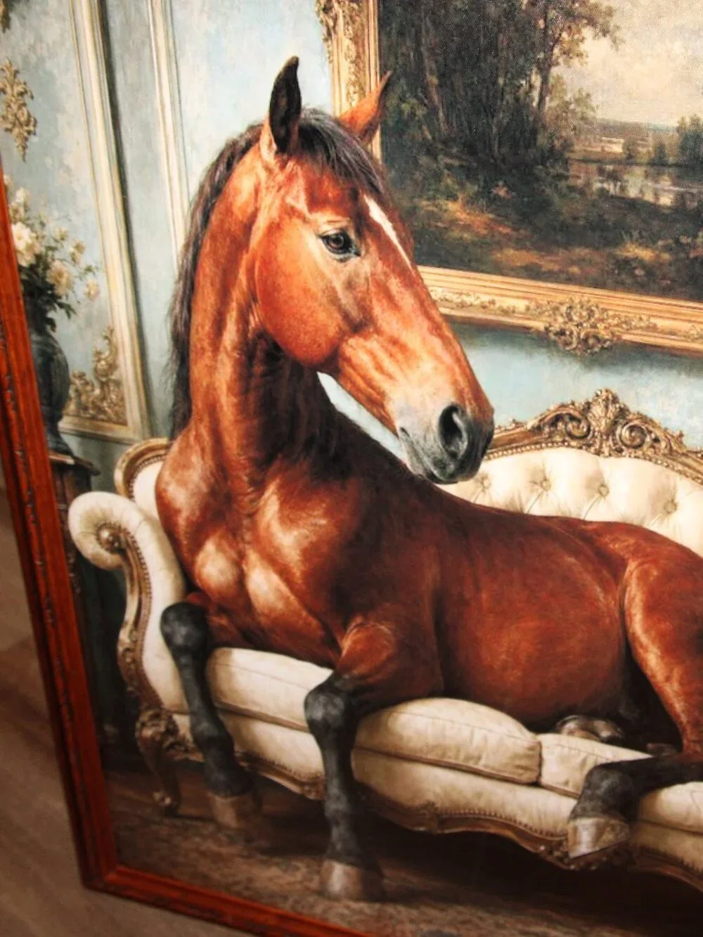 Large Ornate Lounging Horse Farmhouse Wall Decor Picture